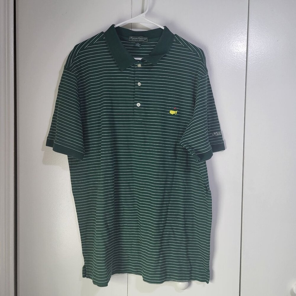 MASTERS COLLECTION Men's XL Pima Cotton Striped Polo Shirt Golf Green Augusta - Picture 2 of 9